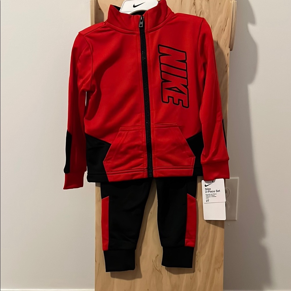 Nike Red and Black Tracksuit Set